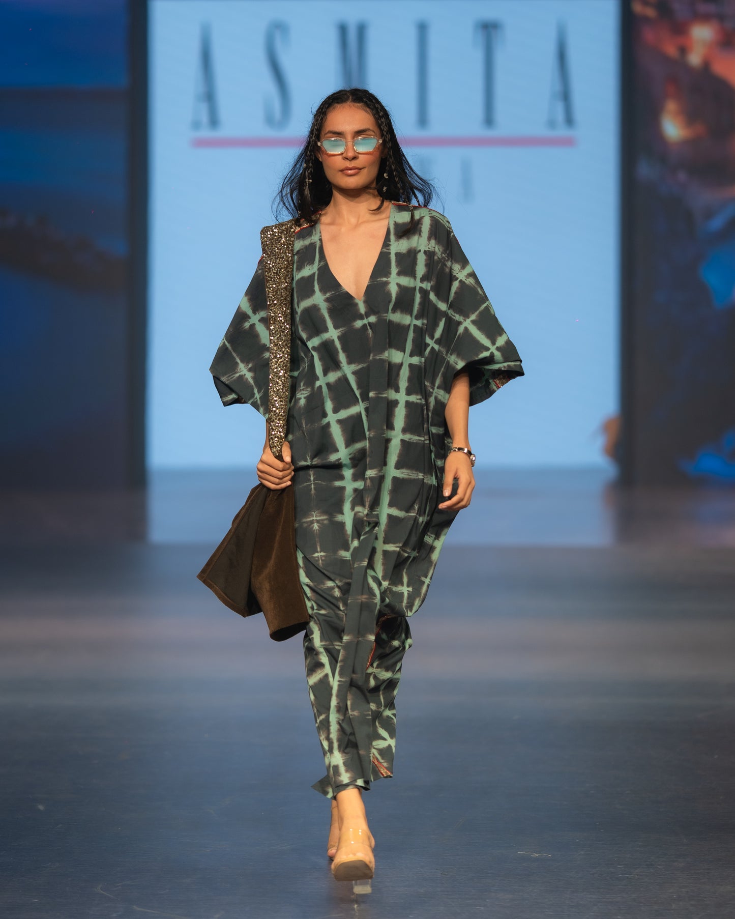 Tie-and-dye long kaftan