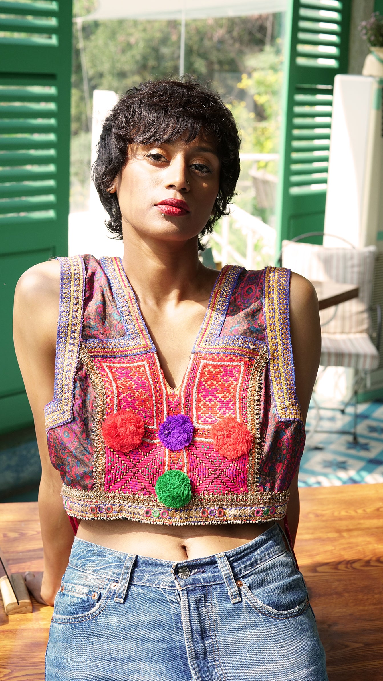 Purple and pink Afghani short jacket