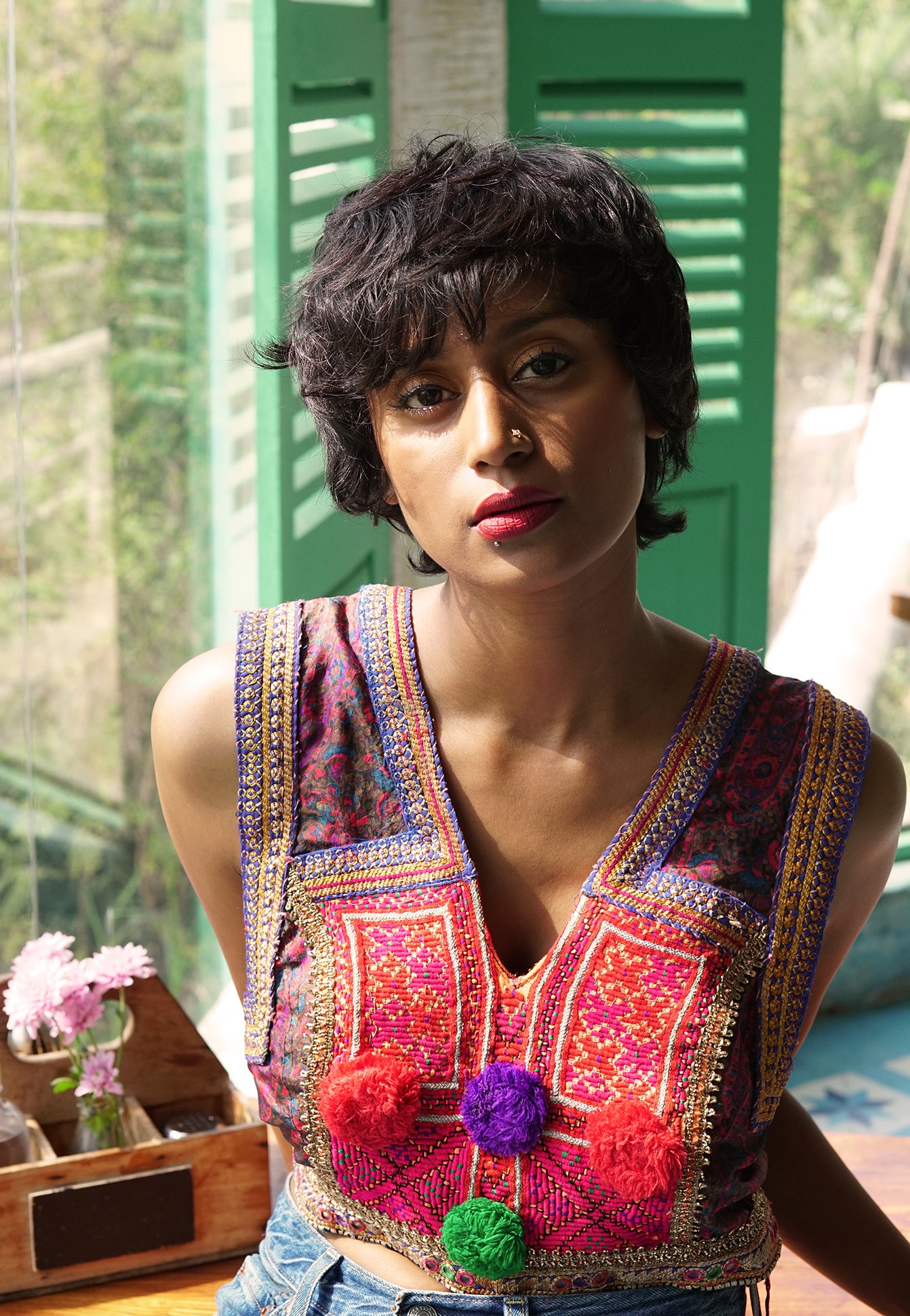 Purple and pink Afghani short jacket