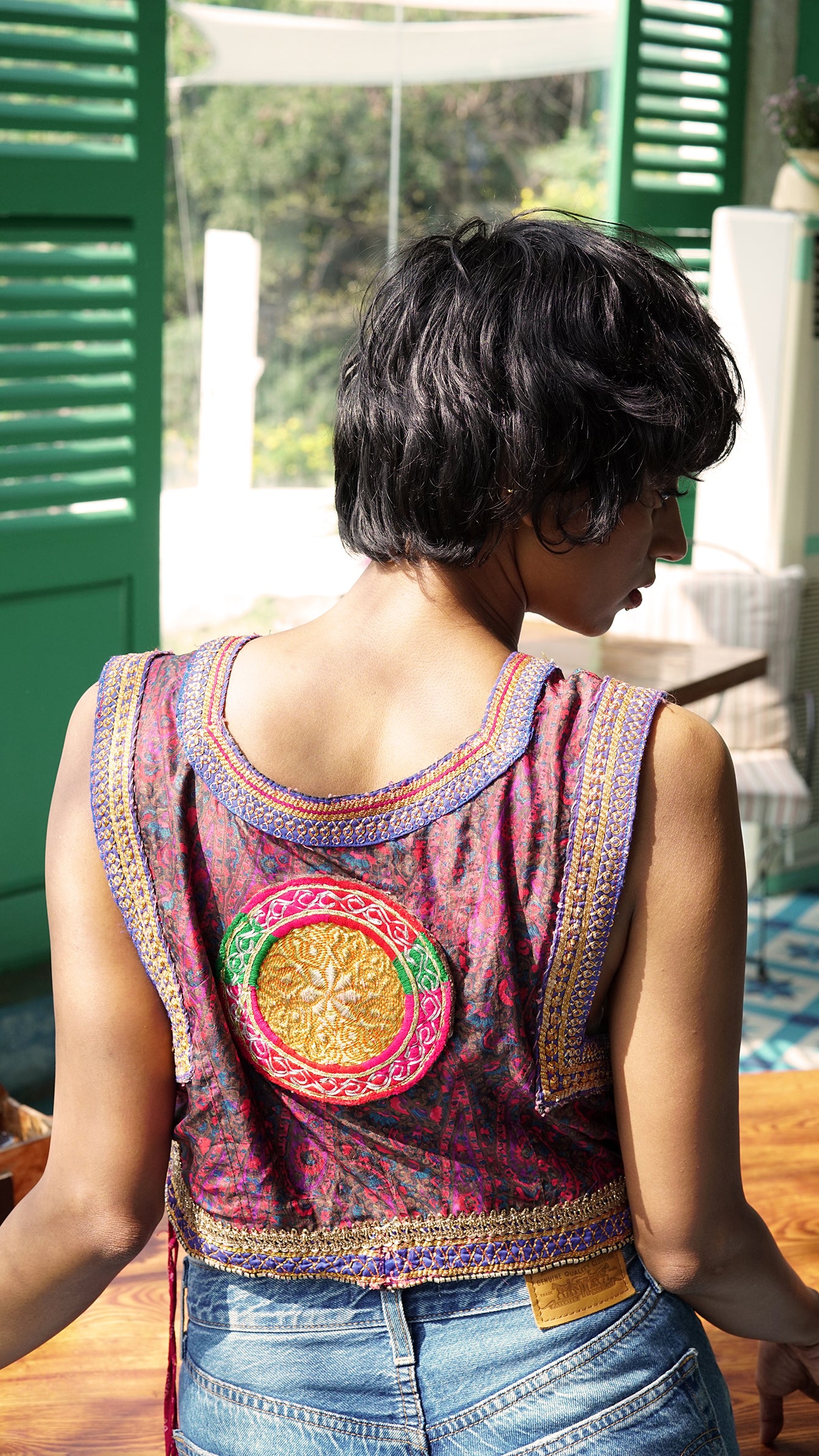 Purple and pink Afghani short jacket