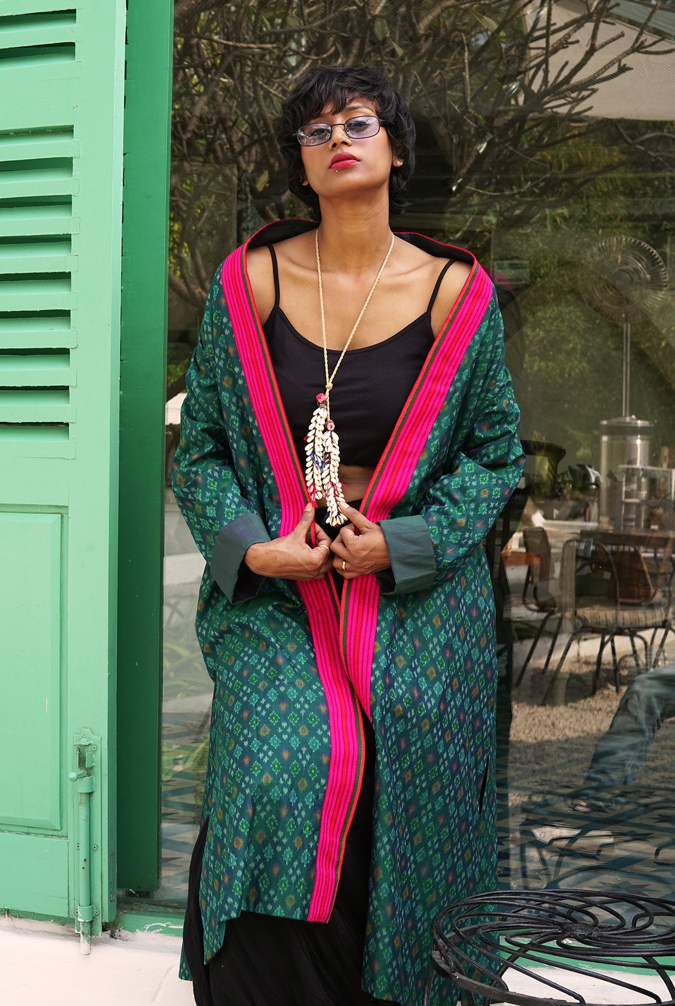 Green silk Ikat jacket