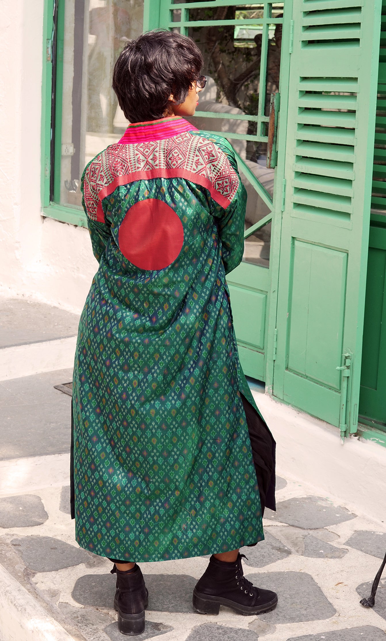 Green silk Ikat jacket