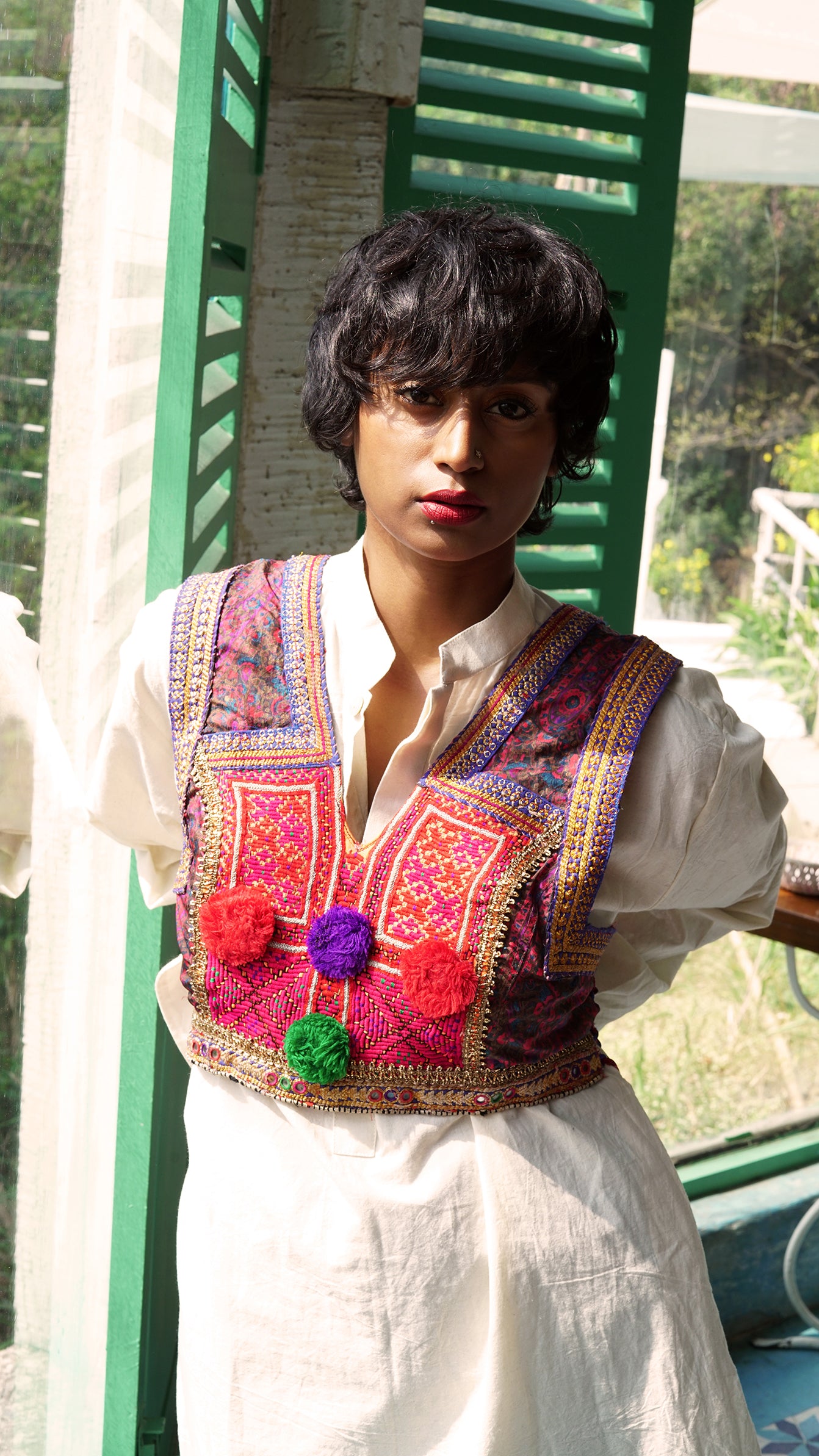 Purple and pink Afghani short jacket