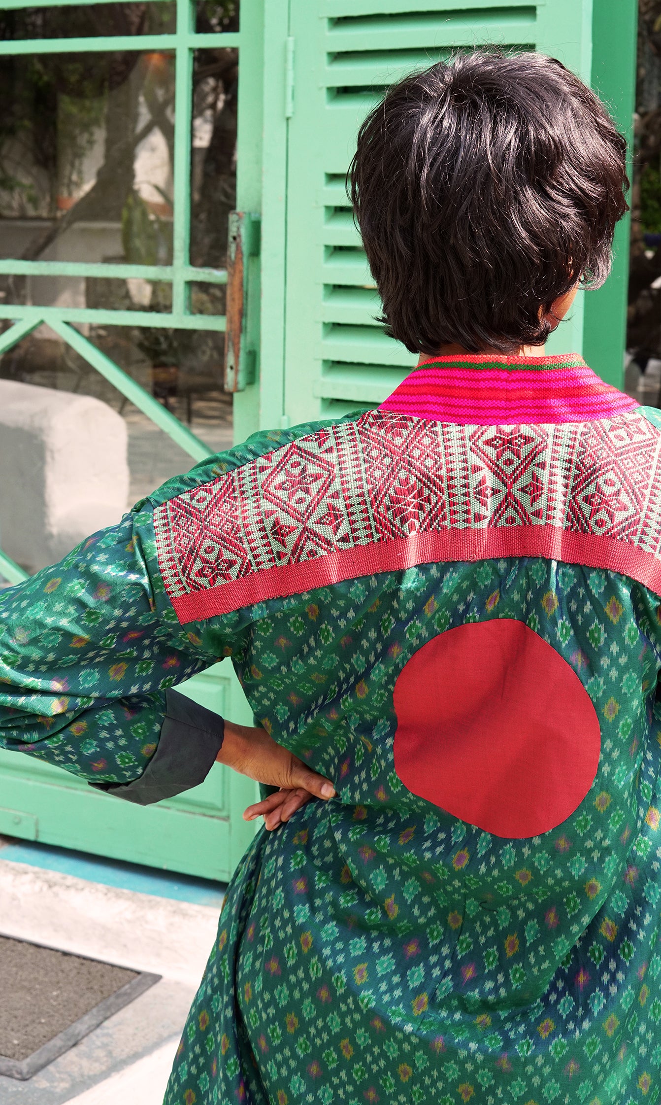Green silk Ikat jacket