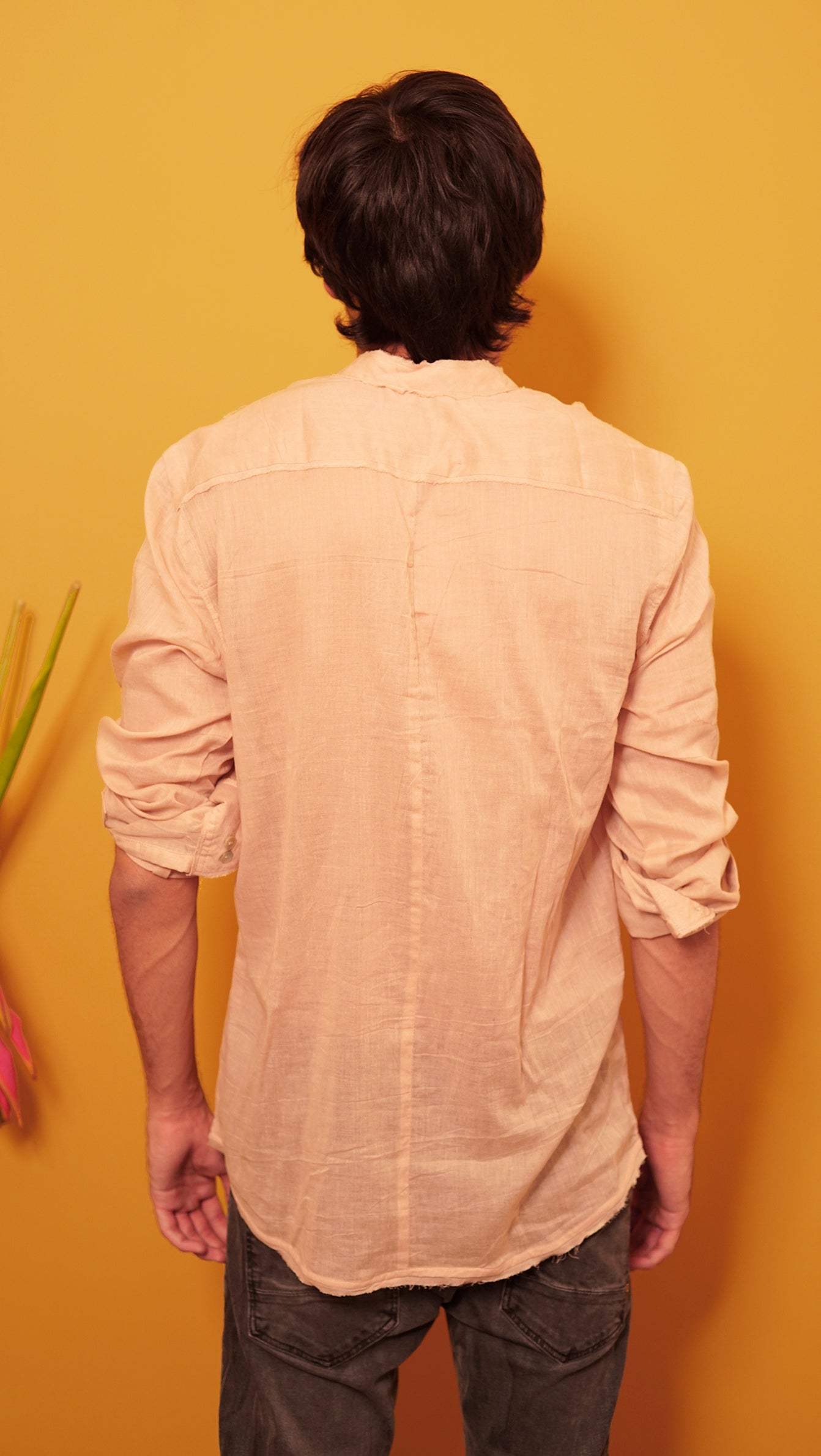Salmon pink voile kurta shirt