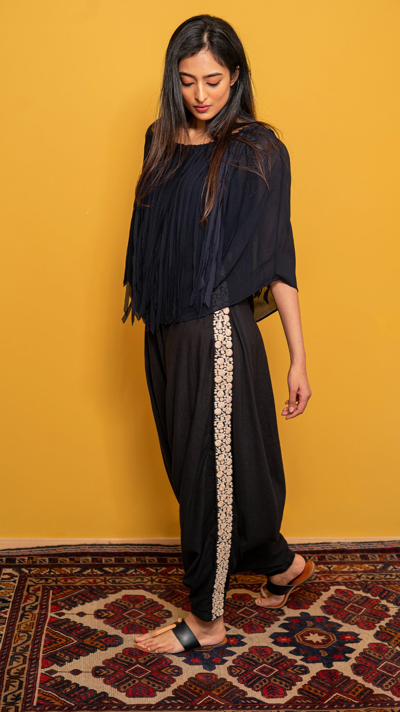 Dhoti pants with embroidery