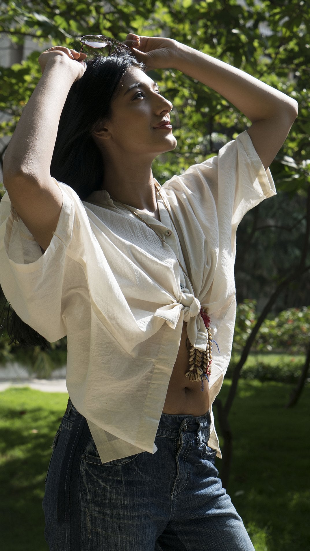 Boxy shirt with wanderlust print