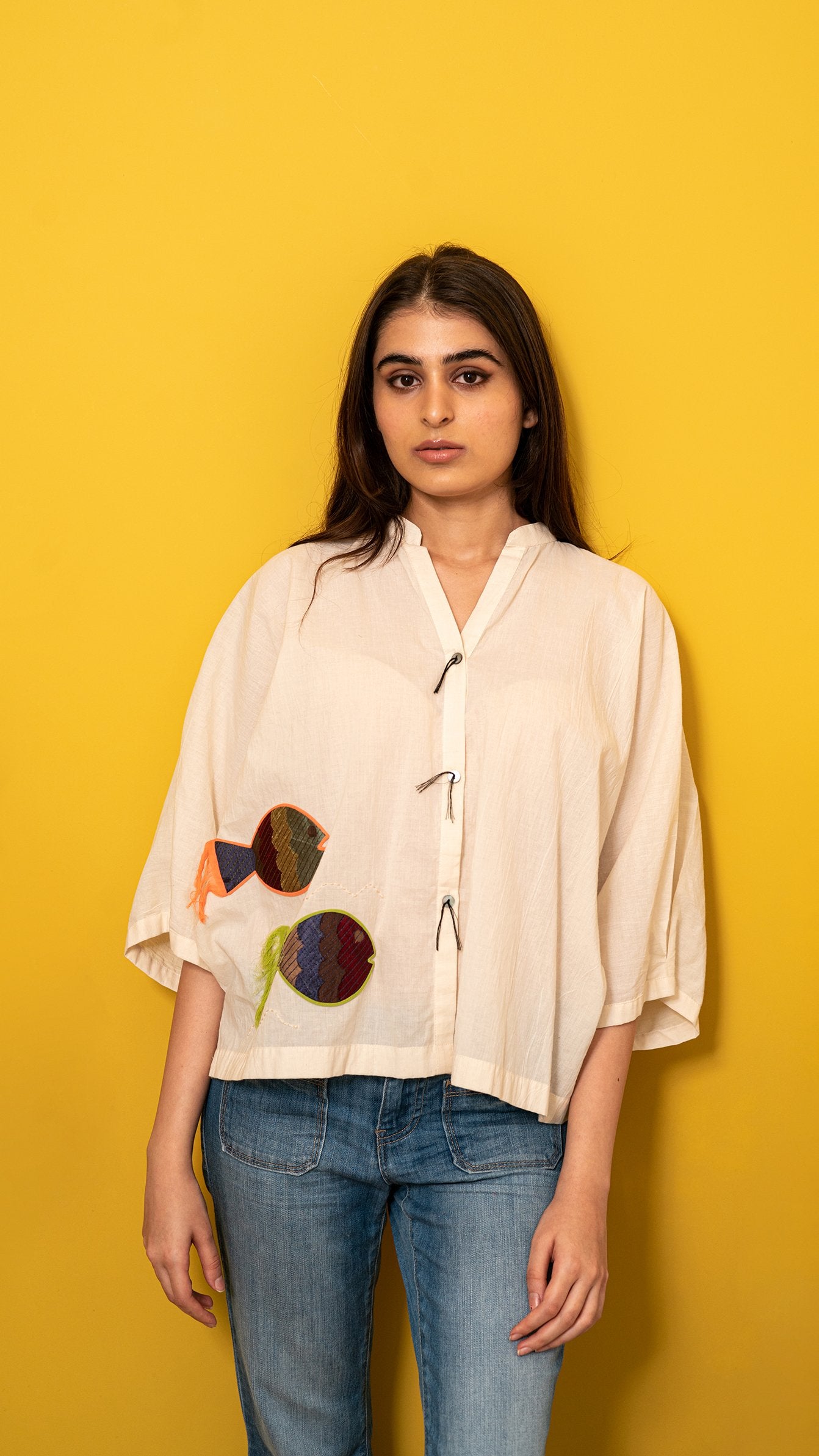 Boxy Shirt with patch work