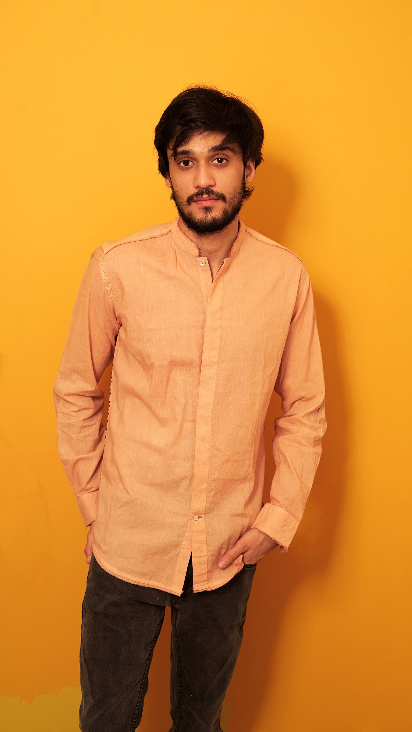 Salmon Pink Cotton voile shirt
