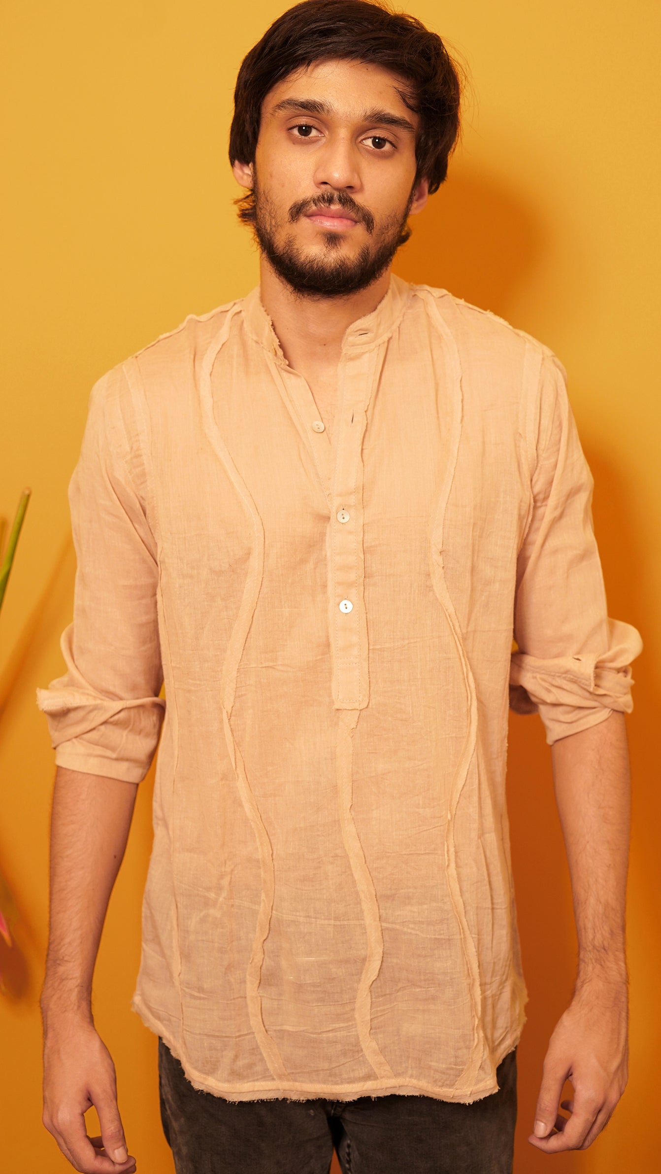 Salmon pink voile kurta shirt