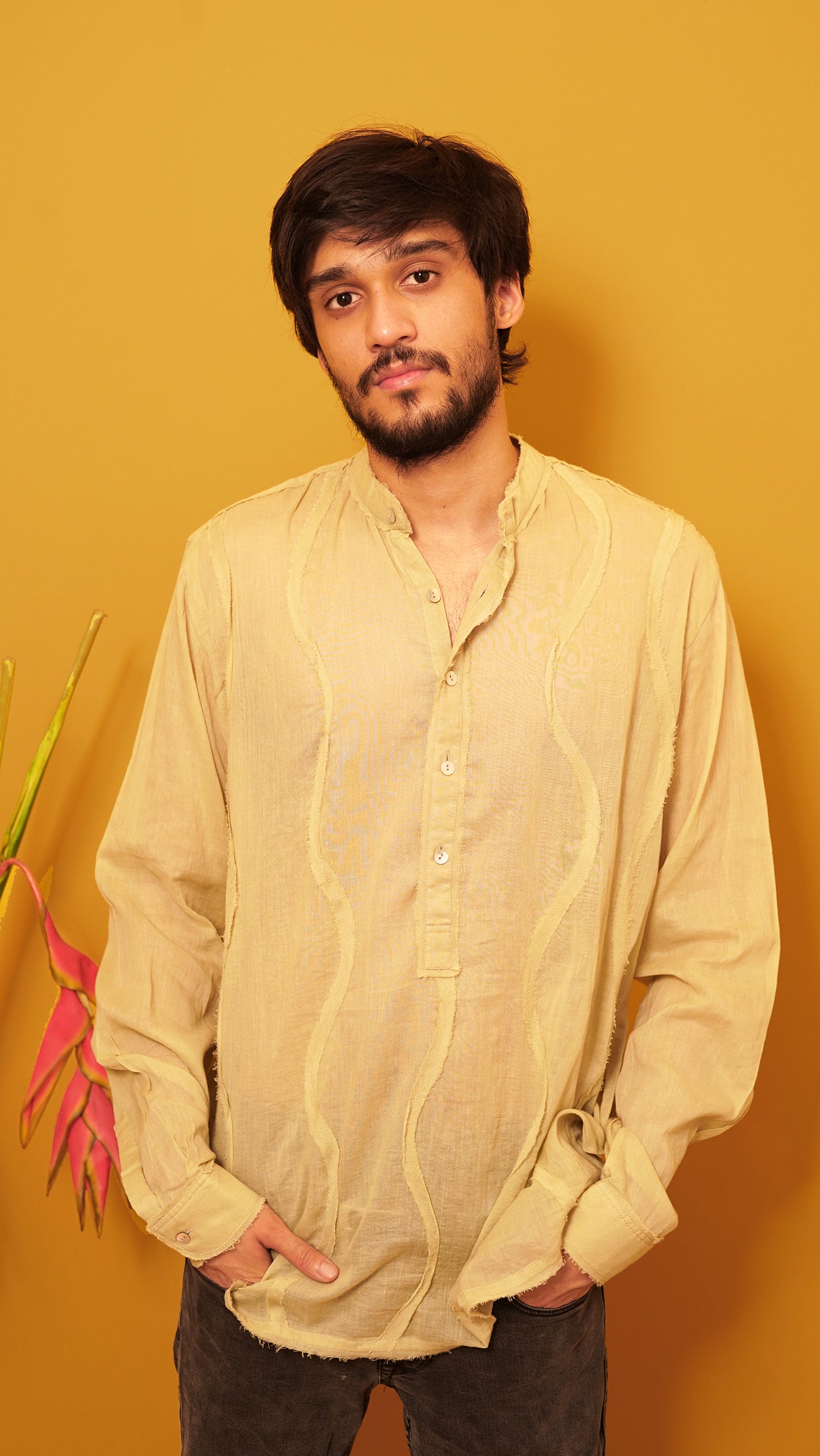 Fawn voile kurta shirt