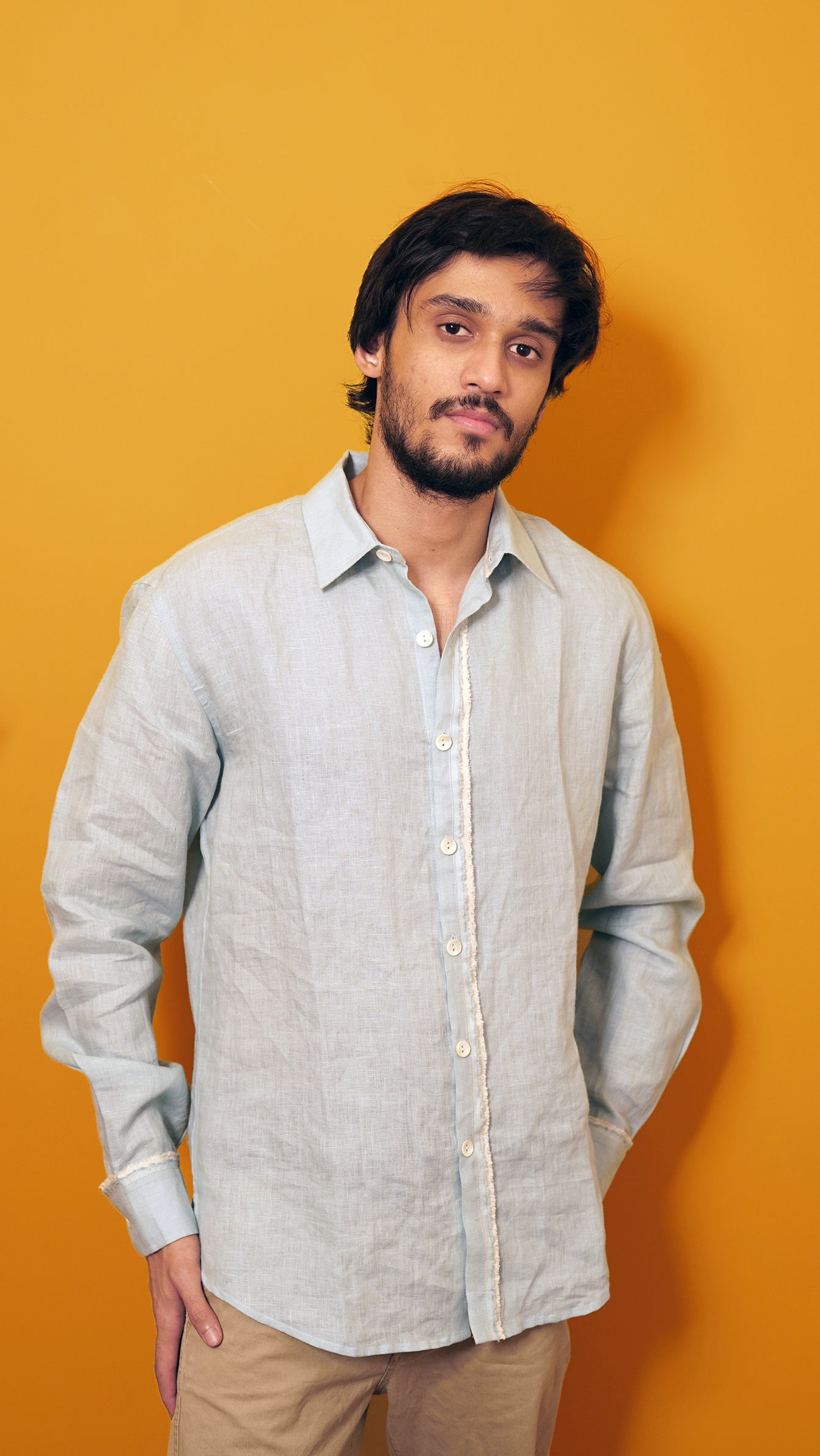 Powder Blue Linen Shirt