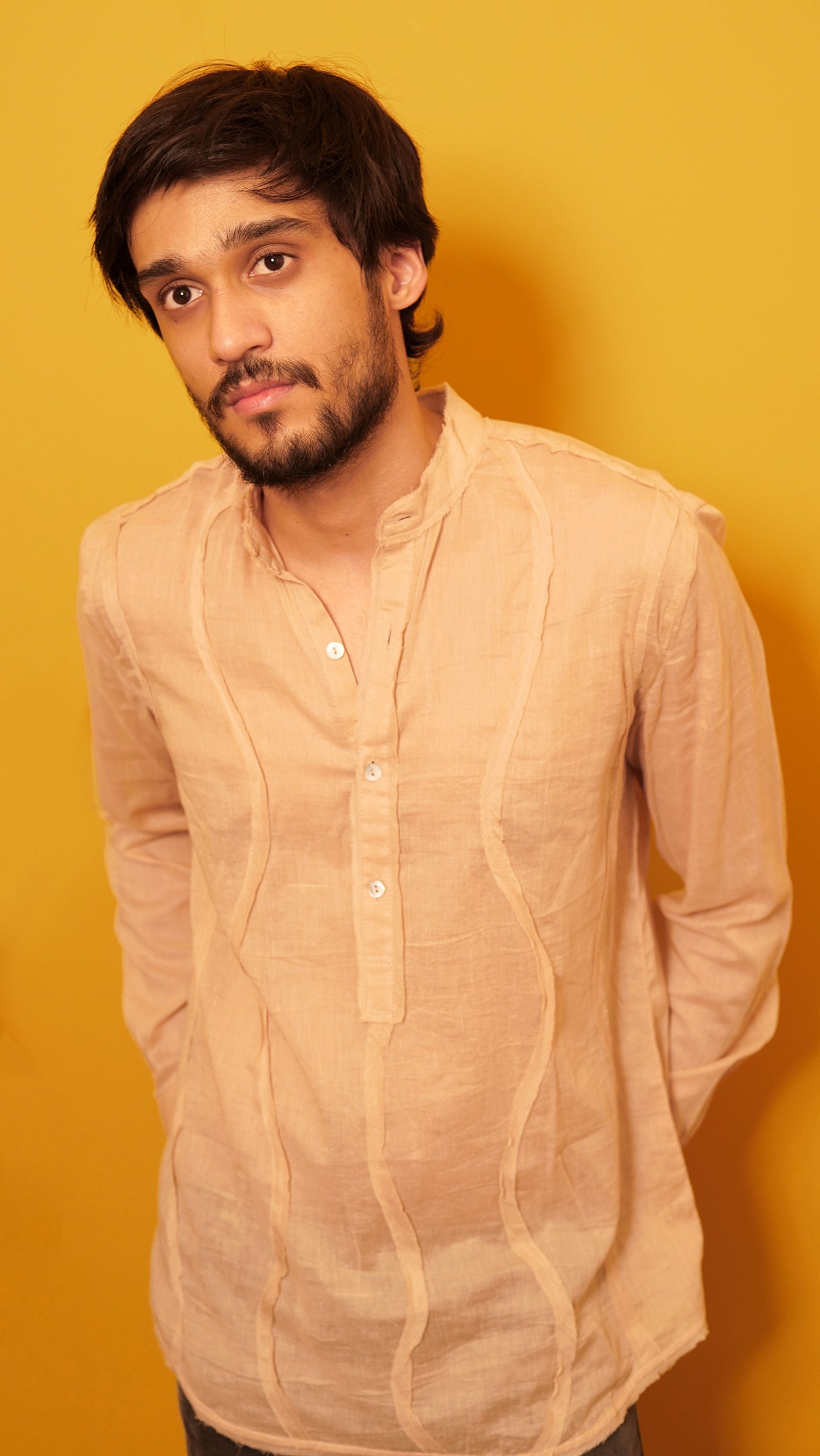 Salmon pink voile kurta shirt