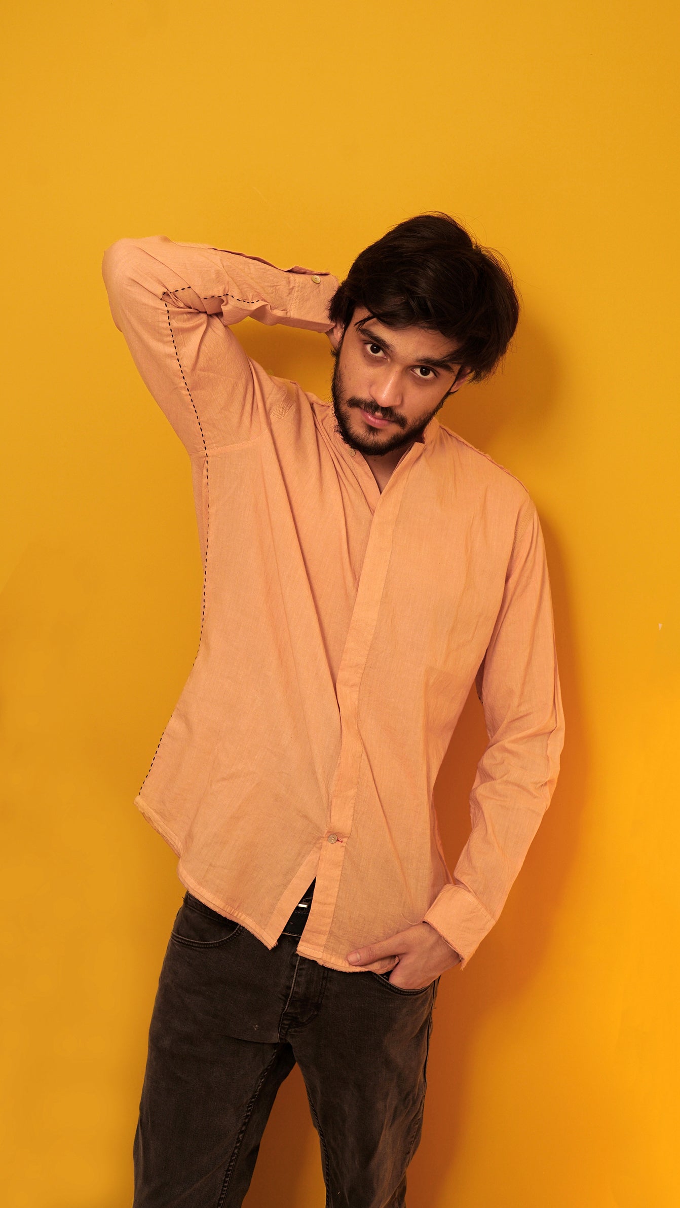Salmon Pink Cotton voile shirt