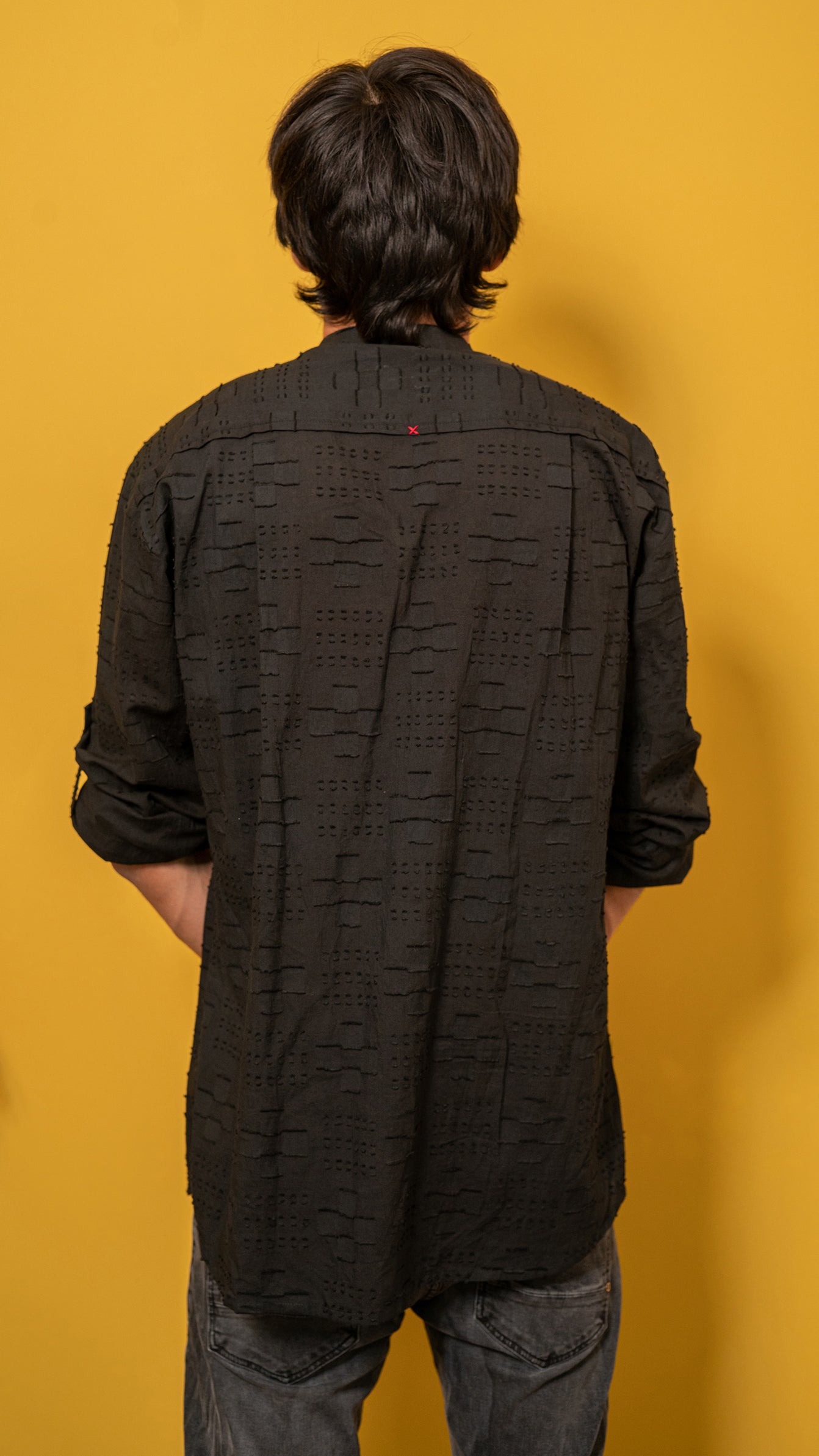 Black Cotton textured shirt
