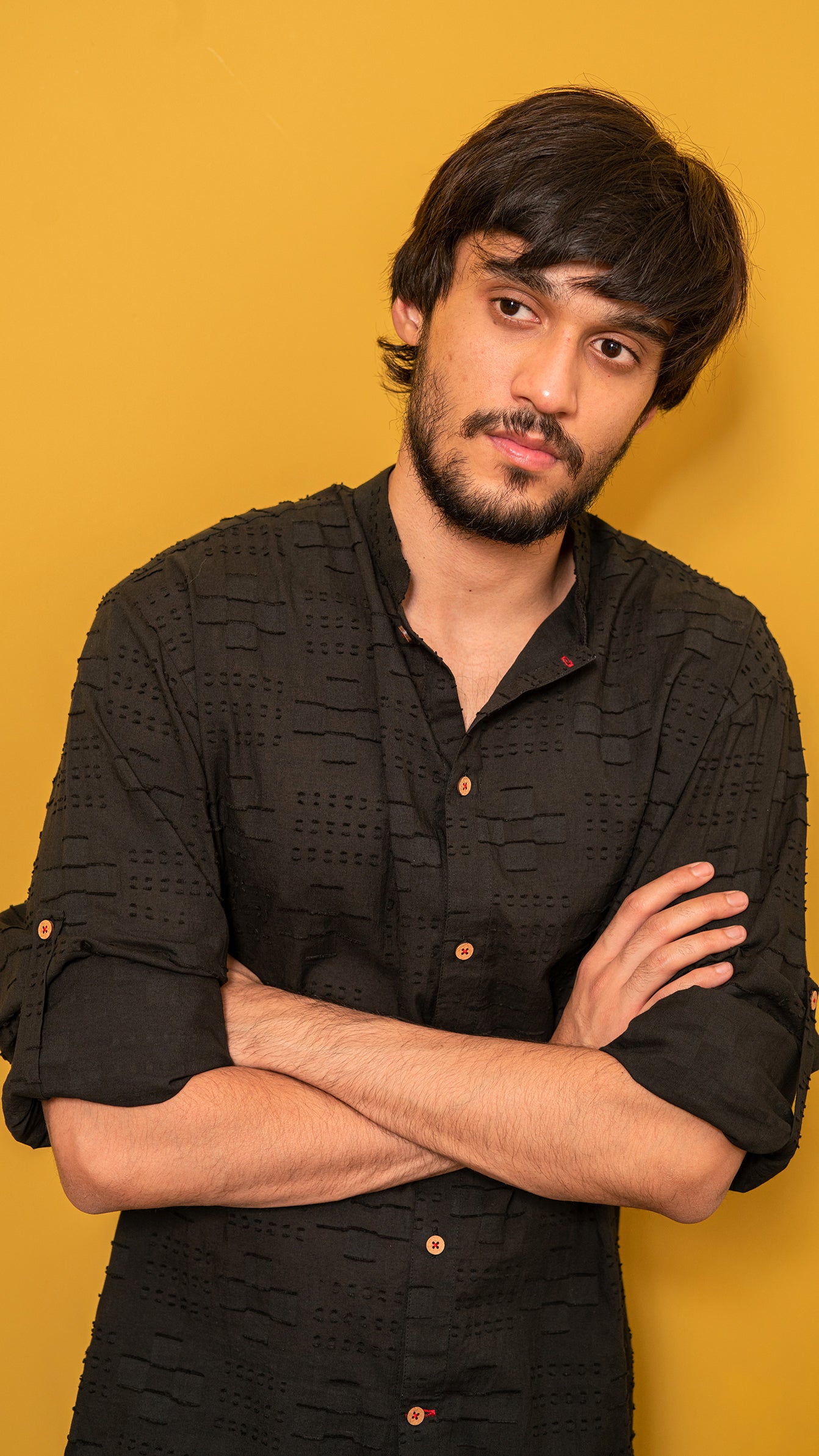 Black Cotton textured shirt