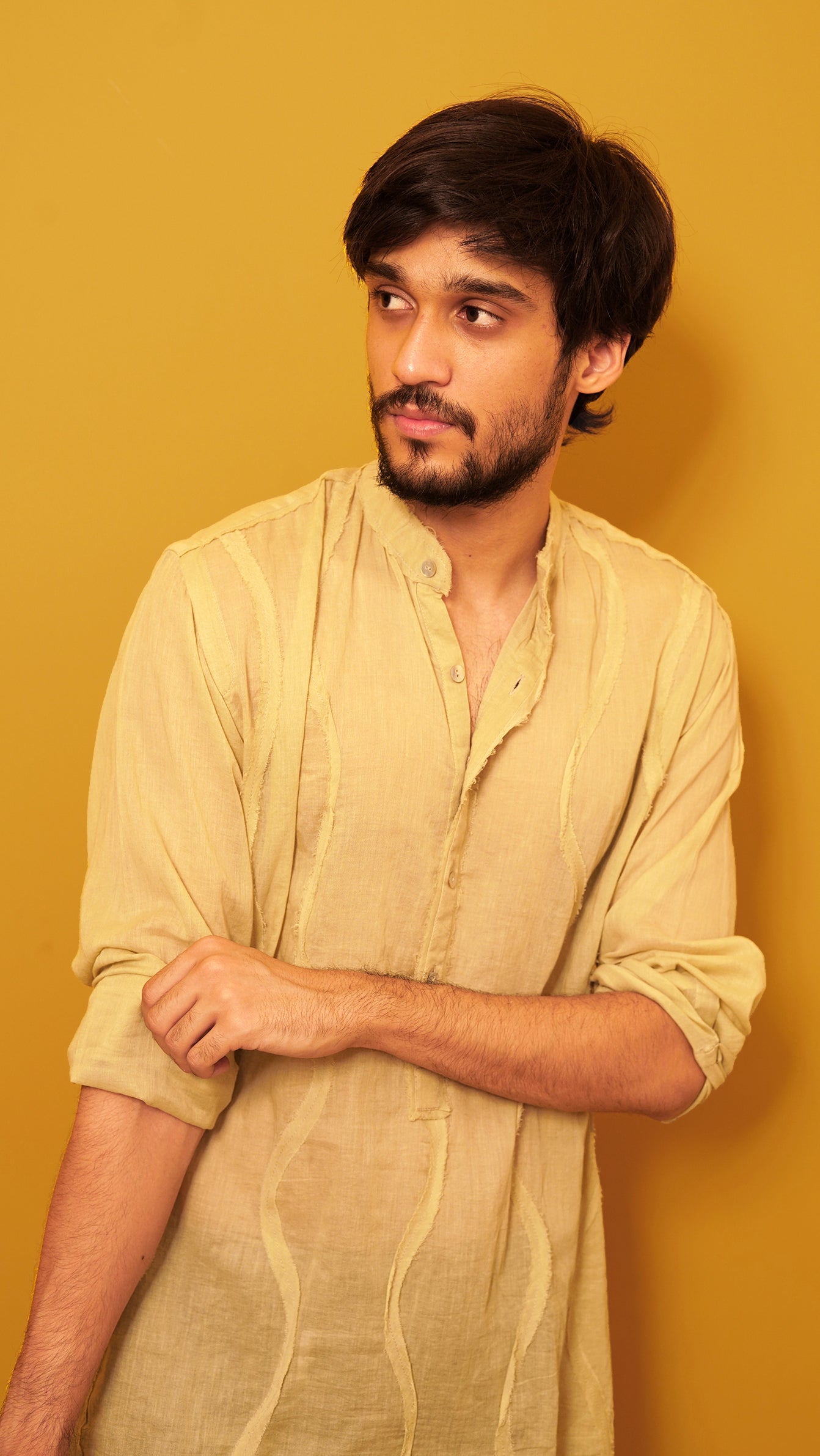 Fawn voile kurta shirt