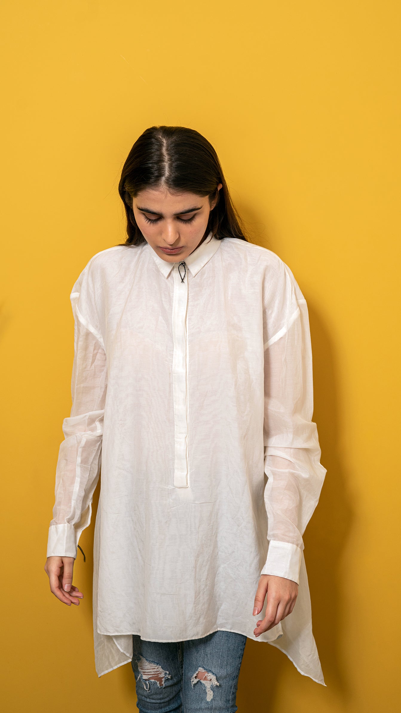 Silk asymmetrical shirt