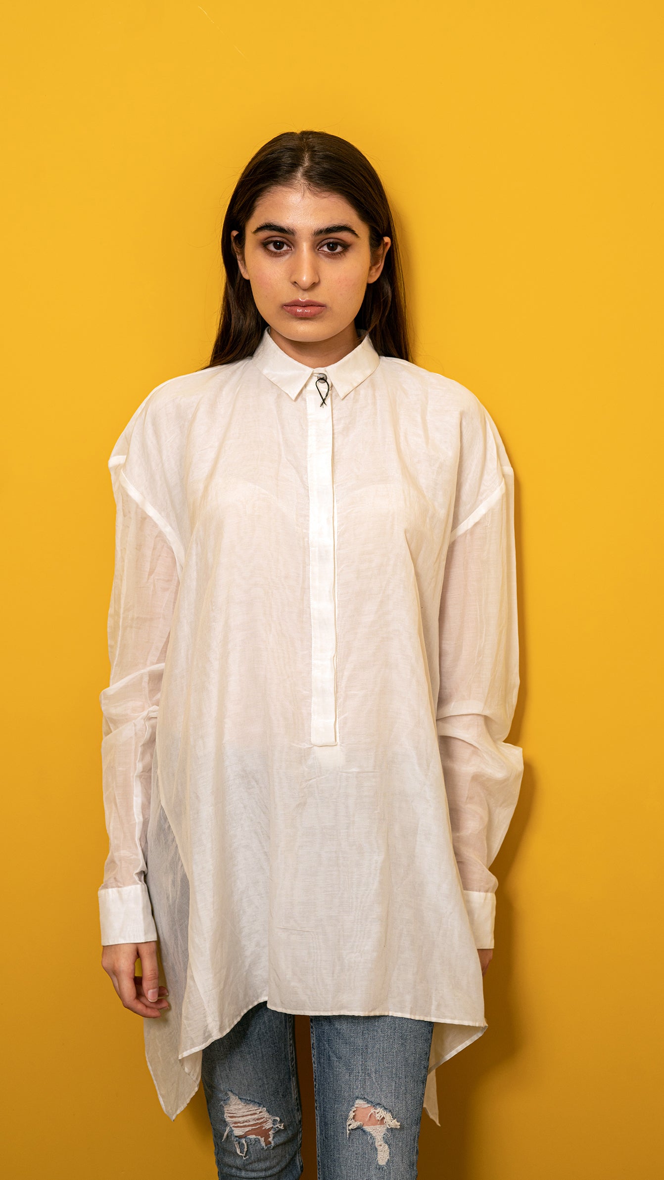 Silk asymmetrical shirt