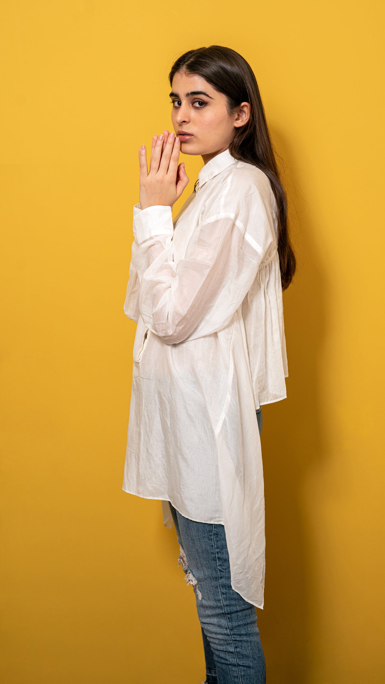 Silk asymmetrical shirt