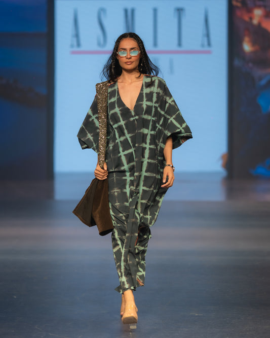 Tie-and-dye long kaftan