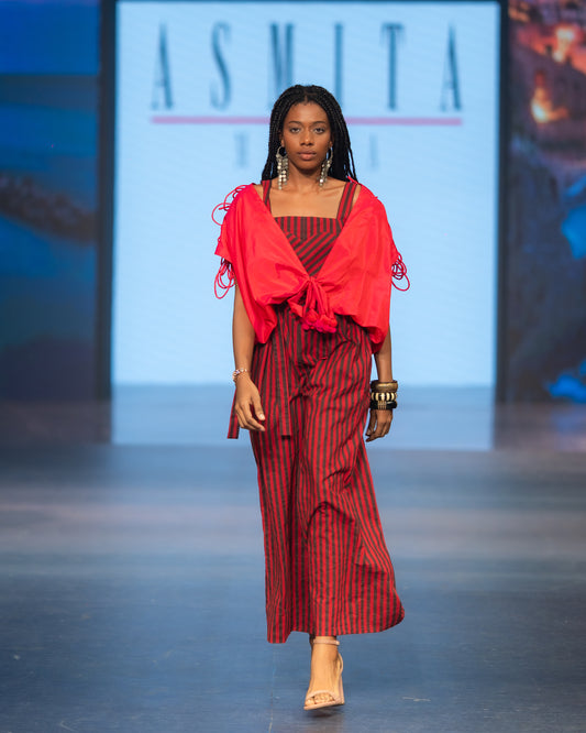 Red Stripes Jumpsuit