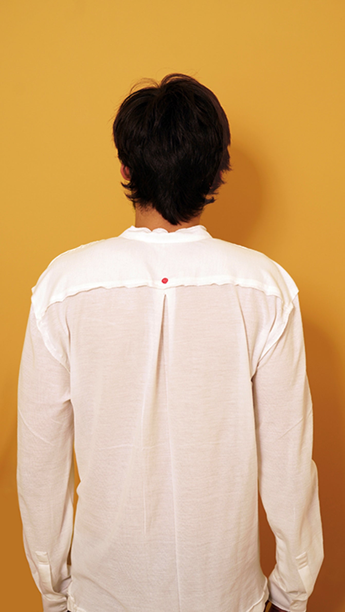 White cotton knit kurta shirt