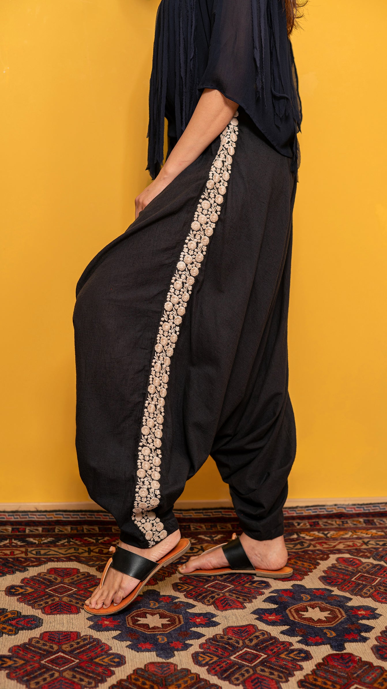 Dhoti pants with embroidery