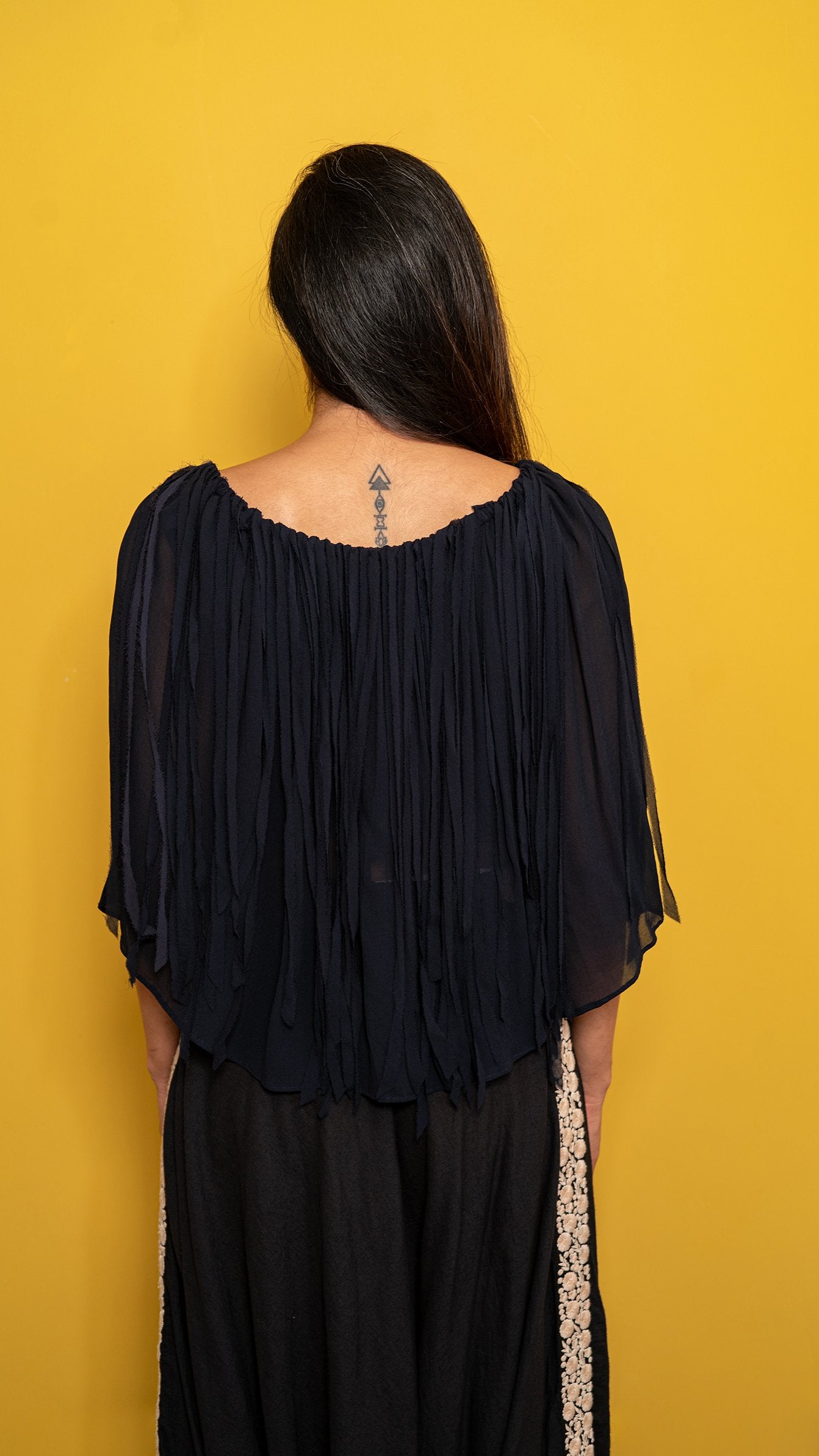 Cape top with fringe