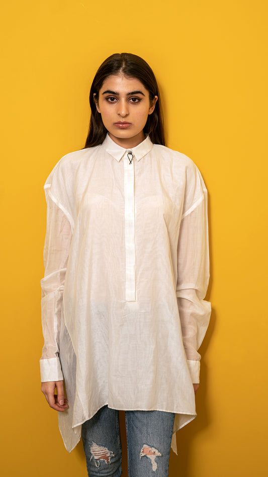 Silk asymmetrical shirt